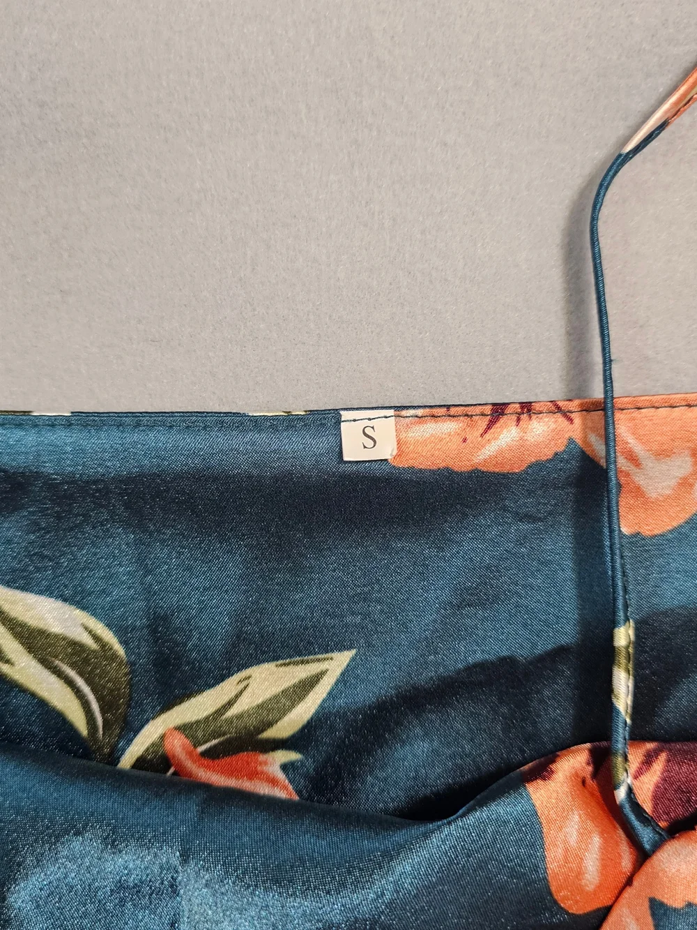 Women's Satin Floral Slip Dress Small Teal Cowl Neck Midi Cocktail Wedding Guest - Picture 4 of 8